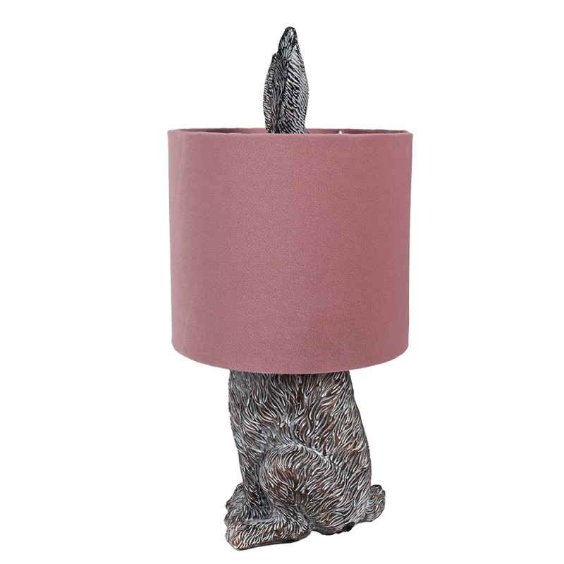 Clayre & Eef Lampada da tavolo Coniglio Ø 20x43 cm Marrone Rosa  Plastica