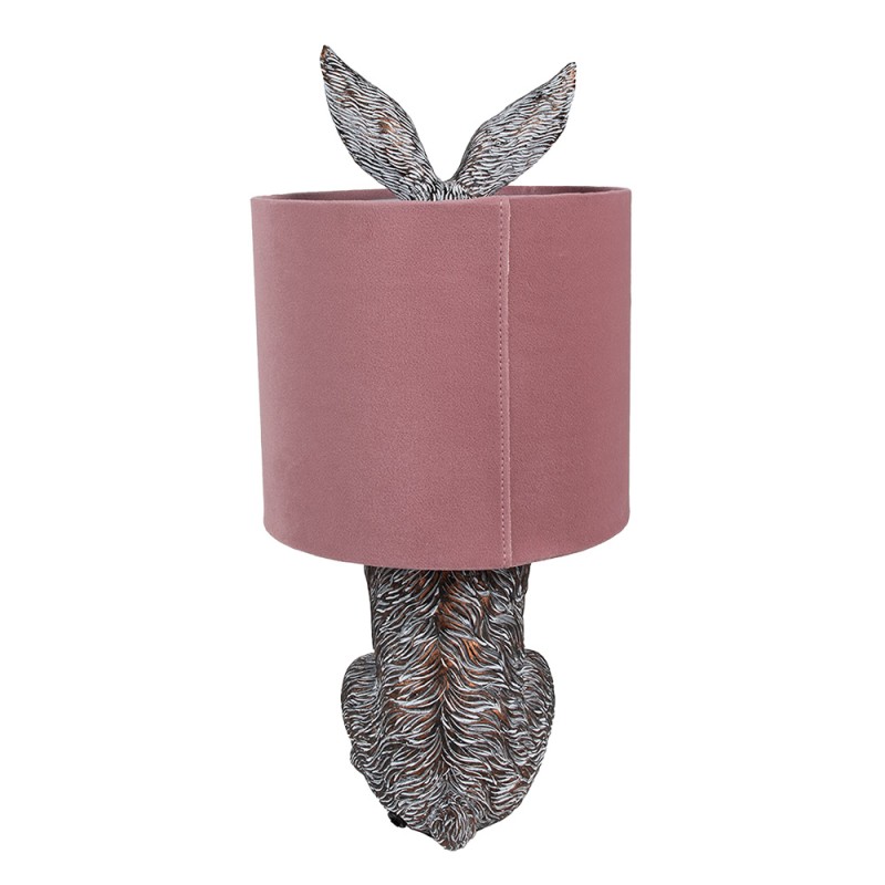 Clayre & Eef Lampe de table Lapin Ø 20x43 cm Marron Rose Plastique