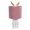 Clayre & Eef Table Lamp Rabbit Ø 20x43 cm White Pink Plastic