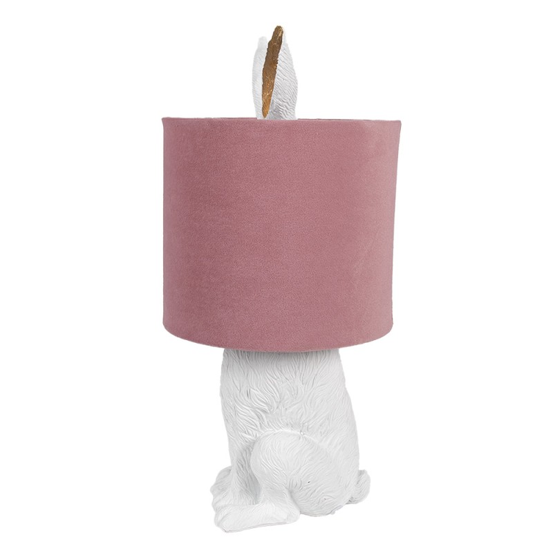 Clayre & Eef Tischlampe Kaninchen Ø 20x43 cm Weiß Rosa Kunststoff