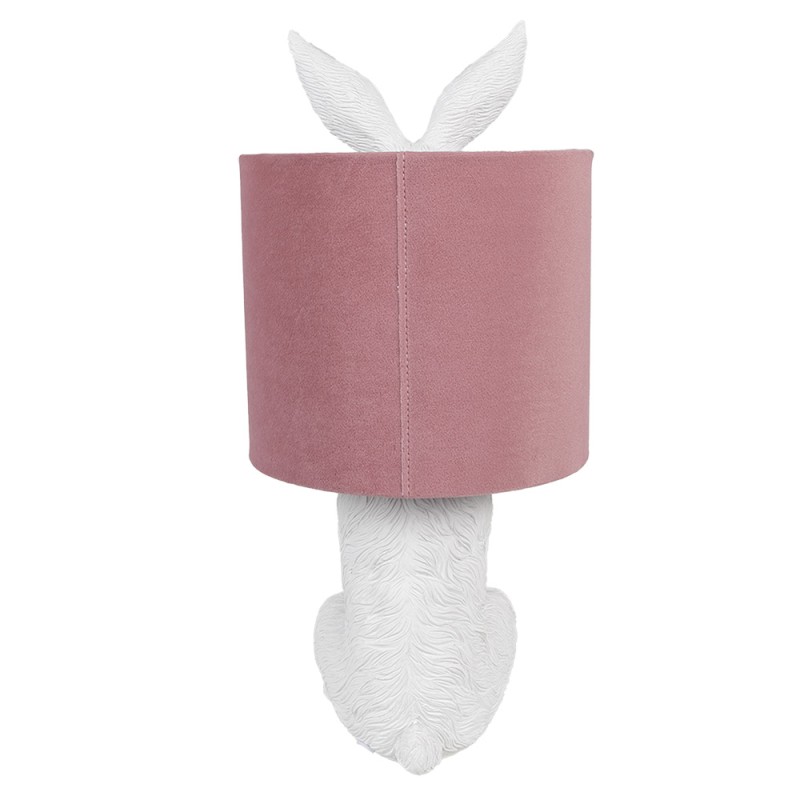 Clayre & Eef Table Lamp Rabbit Ø 20x43 cm White Pink Plastic