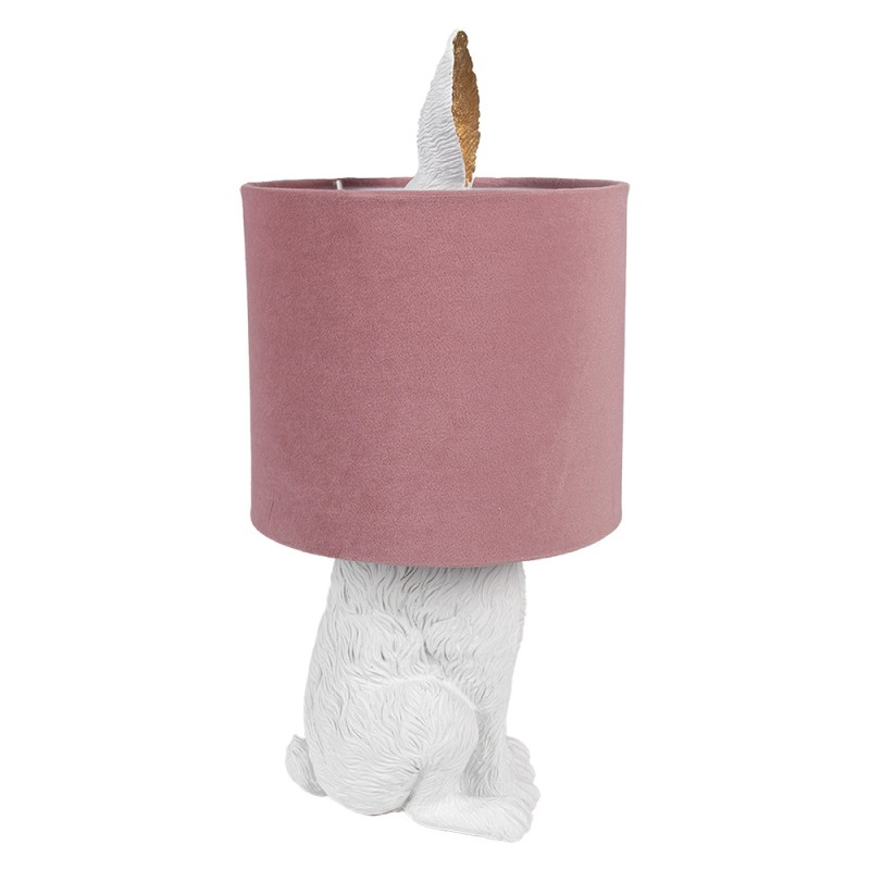 Clayre & Eef Tischlampe Kaninchen Ø 20x43 cm Weiß Rosa Kunststoff