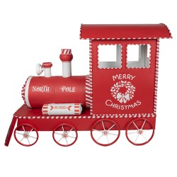 Clayre & Eef Decorazione di Natalizie Treno 310x65x136 cm Rosso Metallo