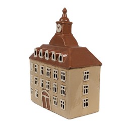 Clayre & Eef Teelichthalter Haus 20x10x26 cm Beige Braun Keramik