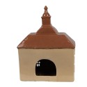 Clayre & Eef Waxinelichthouder Huis 20x10x26 cm Beige Bruin Keramiek