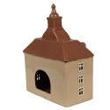 Clayre & Eef Teelichthalter Haus 20x10x26 cm Beige Braun Keramik