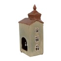 Clayre & Eef Teelichthalter Haus 12x9x25 cm Grün Braun Keramik