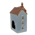 Clayre & Eef Portacandela Casa 13x9x22 cm Blu Marrone  Ceramica