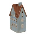 Clayre & Eef Teelichthalter Haus 11x8x20 cm Blau Braun Keramik