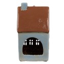 Clayre & Eef Waxinelichthouder Huis 11x8x20 cm Blauw Bruin Keramiek