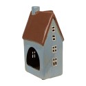 Clayre & Eef Teelichthalter Haus 11x8x20 cm Blau Braun Keramik