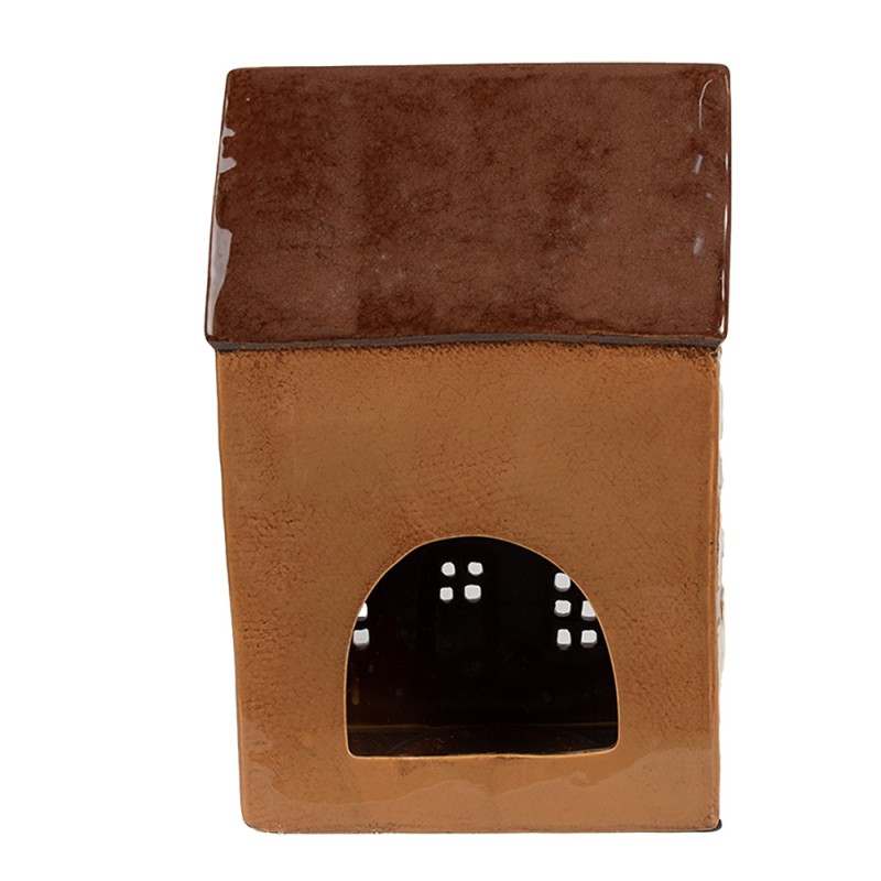 Clayre & Eef Tealight Holder House 17x11x24 cm Brown Ceramic