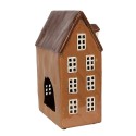 Clayre & Eef Waxinelichthouder Huis 17x11x24 cm Bruin Keramiek