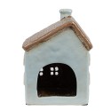 Clayre & Eef Waxinelichthouder Huis 12x9x15 cm Blauw Bruin Keramiek