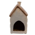 Clayre & Eef Waxinelichthouder Huis 9x9x16 cm Grijs Bruin Keramiek