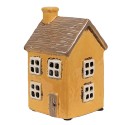 Clayre & Eef Waxinelichthouder Huis 9x9x15 cm Geel Bruin Keramiek