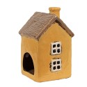 Clayre & Eef Teelichthalter Haus 9x9x15 cm Gelb Braun Keramik