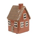 Clayre & Eef Waxinelichthouder Huis 9x9x14 cm Oranje Keramiek