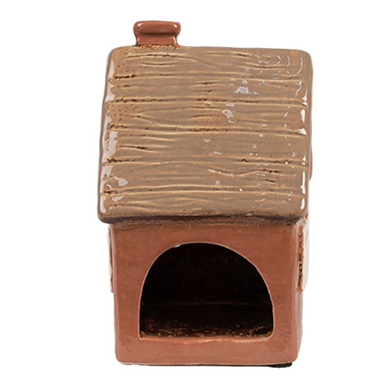 Clayre & Eef Waxinelichthouder Huis 9x9x14 cm Oranje Keramiek