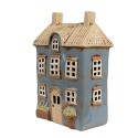 Clayre & Eef Portacandela Casa 16x10x23 cm Blu Beige Ceramica