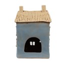 Clayre & Eef Waxinelichthouder Huis 16x10x23 cm Blauw Beige Keramiek