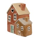 Clayre & Eef Teelichthalter Haus 14x9x15 cm Orange Keramik