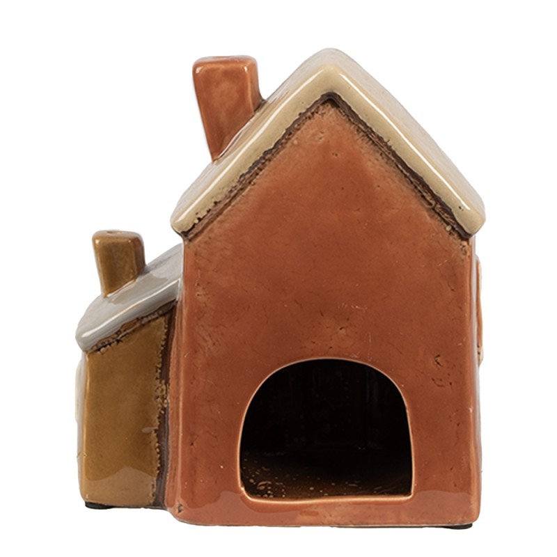 Clayre & Eef Porte-bougie Maison 14x9x15 cm Orange Céramique