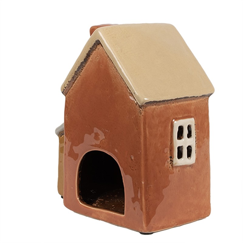 Clayre & Eef Waxinelichthouder Huis 14x9x15 cm Oranje Keramiek