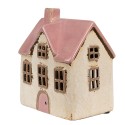 Clayre & Eef Teelichthalter Haus 13x10x16 cm Beige Rosa Keramik