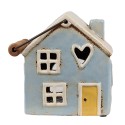 Clayre & Eef Porte-bougie Maison 16x11x15 cm Bleu Beige Céramique