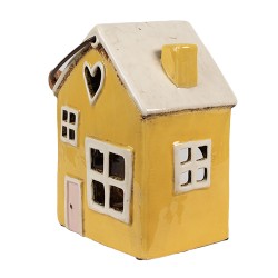 Clayre & Eef Tealight Holder House 16x10x18 cm Yellow Ceramic