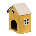 Clayre & Eef Tealight Holder House 16x10x18 cm Yellow Ceramic