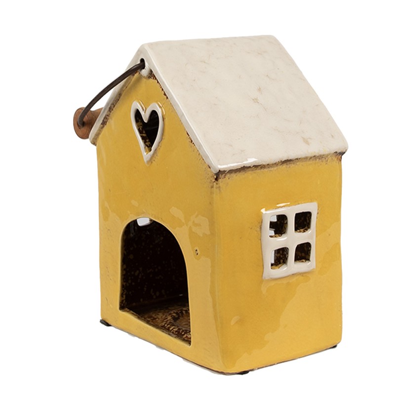 Clayre & Eef Porte-bougie Maison 16x10x18 cm Jaune Céramique