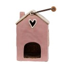 Clayre & Eef Teelichthalter Haus 16x11x21 cm Rosa Beige Keramik