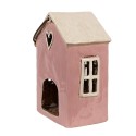 Clayre & Eef Tealight Holder House 16x11x21 cm Pink Beige Ceramic