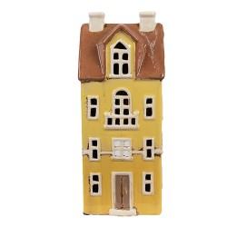 Clayre & Eef Waxinelichthouder Huis 11x9x25 cm Geel Bruin Keramiek