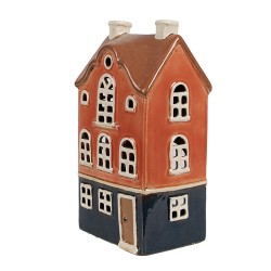 Clayre & Eef Tealight Holder House 12x9x22 cm Orange Ceramic