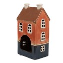 Clayre & Eef Portacandela Casa 12x9x22 cm Arancione Ceramica