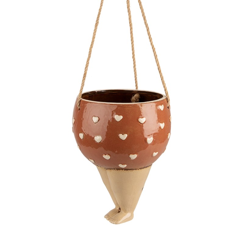 Clayre & Eef Plant Hanger  17x15x20 cm Pink Beige Ceramic Woman