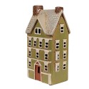 Clayre & Eef Porte-bougie Maison 14x10x26 cm Vert Beige Céramique