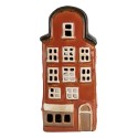 Clayre & Eef Teelichthalter Haus 12x9x25 cm Rot Blau Keramik