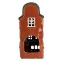 Clayre & Eef Porte-bougie Maison 12x9x25 cm Rouge Bleu Céramique