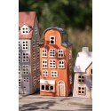 Clayre & Eef Waxinelichthouder Huis 12x9x25 cm Rood Blauw Keramiek