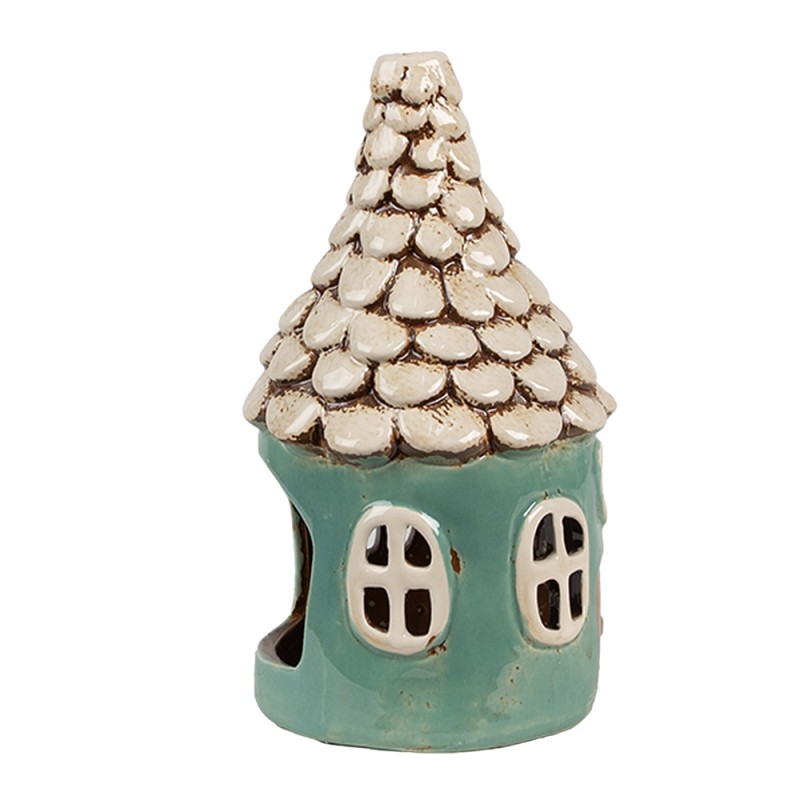 Clayre & Eef Porte-bougie Maison Ø 11x20 cm Vert Céramique