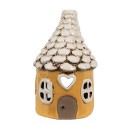 Clayre & Eef Porte-bougie Maison Ø 11x17 cm Jaune Céramique