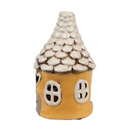 Clayre & Eef Tealight Holder House Ø 11x17 cm Yellow Ceramic