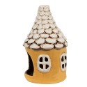 Clayre & Eef Tealight Holder House Ø 11x17 cm Yellow Ceramic