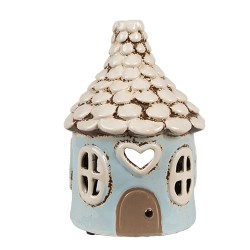 Clayre & Eef Porte-bougie Maison Ø 11x15 cm Bleu Céramique