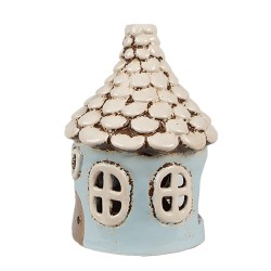 Clayre & Eef Tealight Holder House Ø 11x15 cm Blue Ceramic