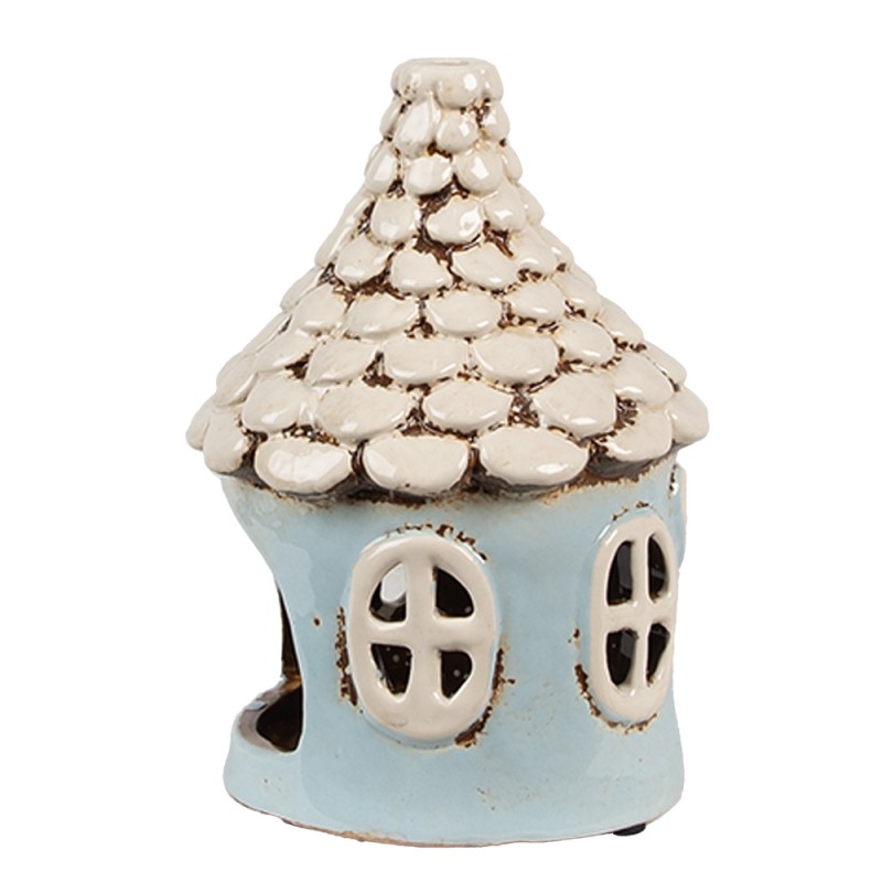 Clayre & Eef Tealight Holder House Ø 11x15 cm Blue Ceramic